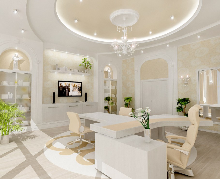 Красивый кабинет в светлых тонах