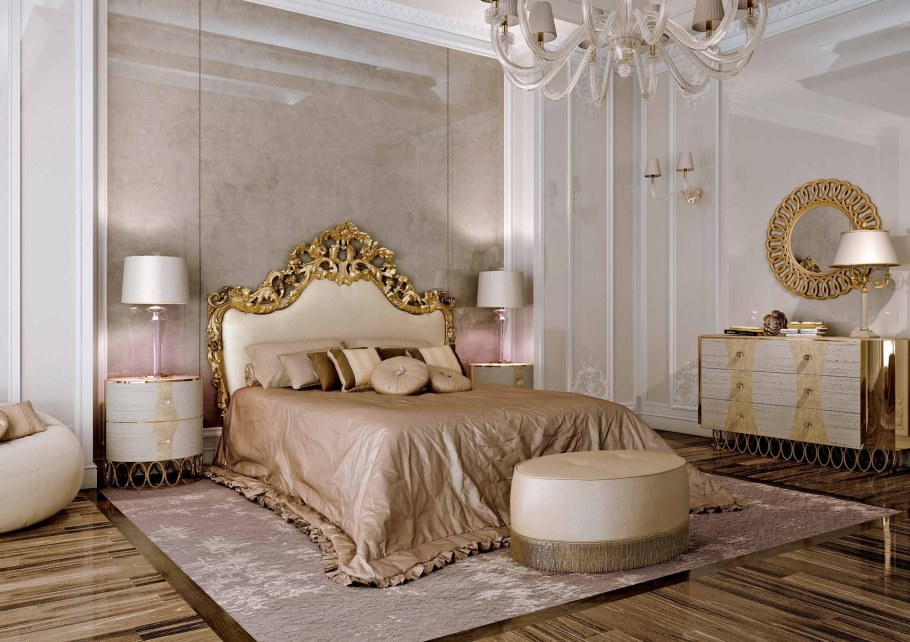 Кровать в классическом стиле с мягким изголовьем