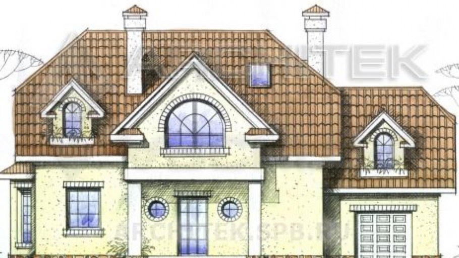 Фронтальный вид двухэтажного дома