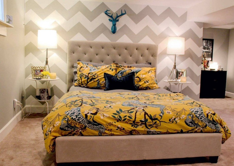 Акцентная стена в интерьере спальни