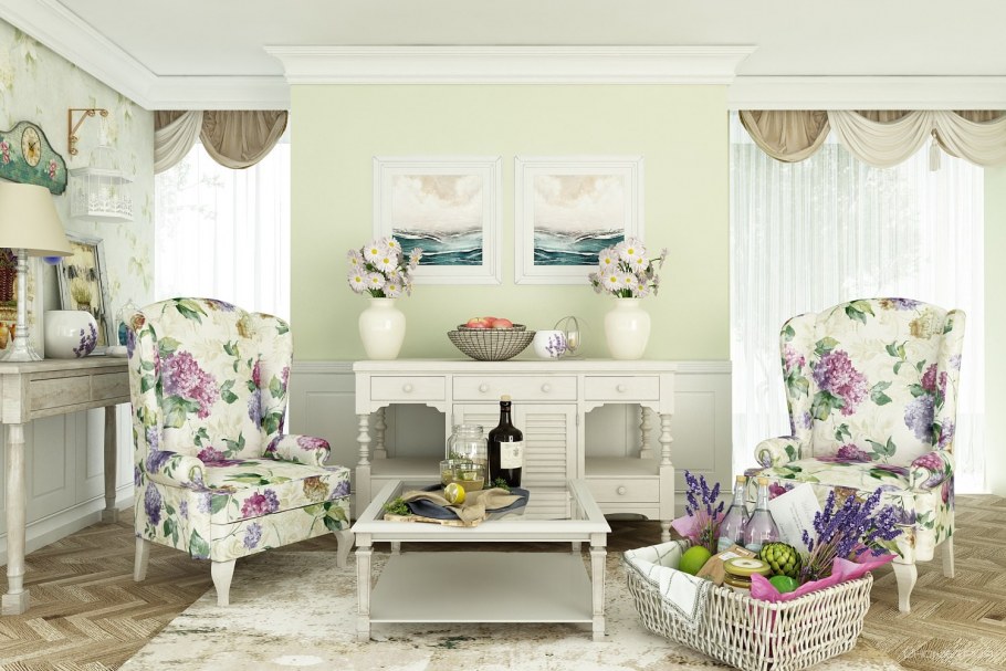 Кухня студия в стиле Прованс