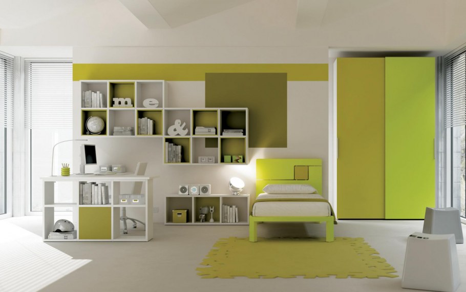 Оливковый интерьер детской