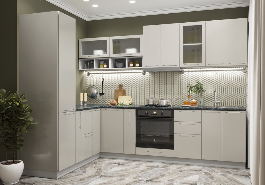 Кухня цвет жемчуг глянец