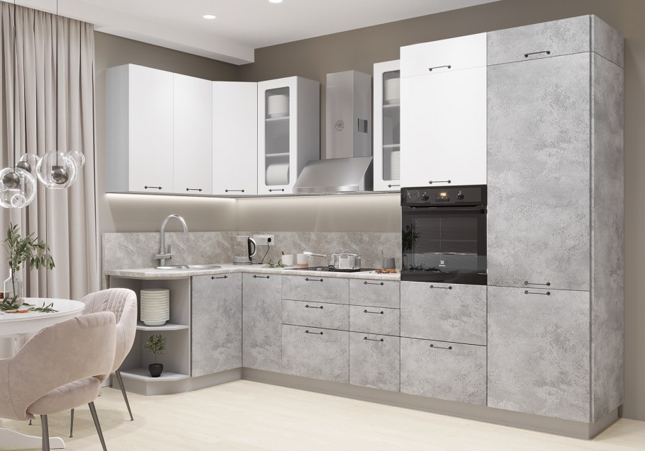 Кухня белый пластик