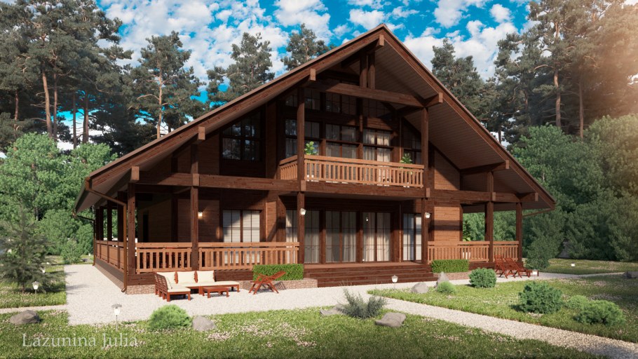 Дом Шале из клееного бруса Mank