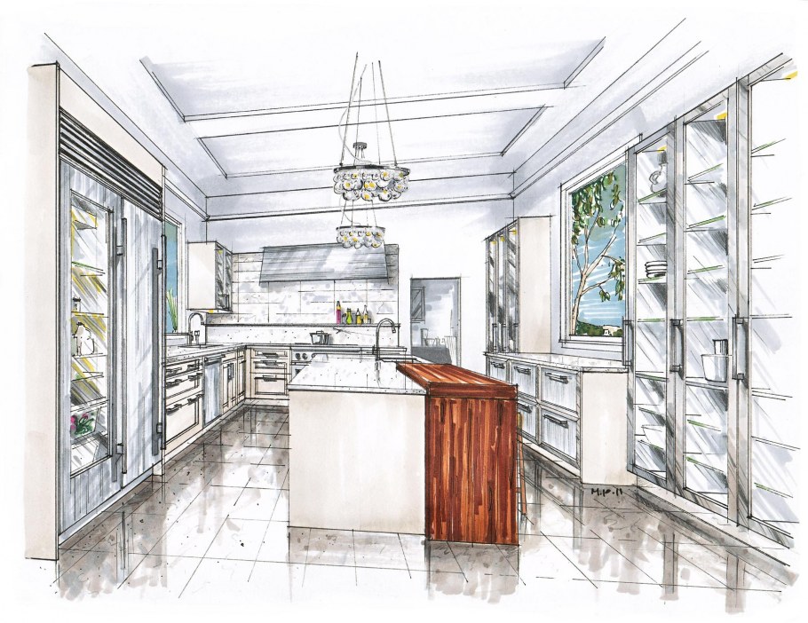 Скетч интерьера кухни