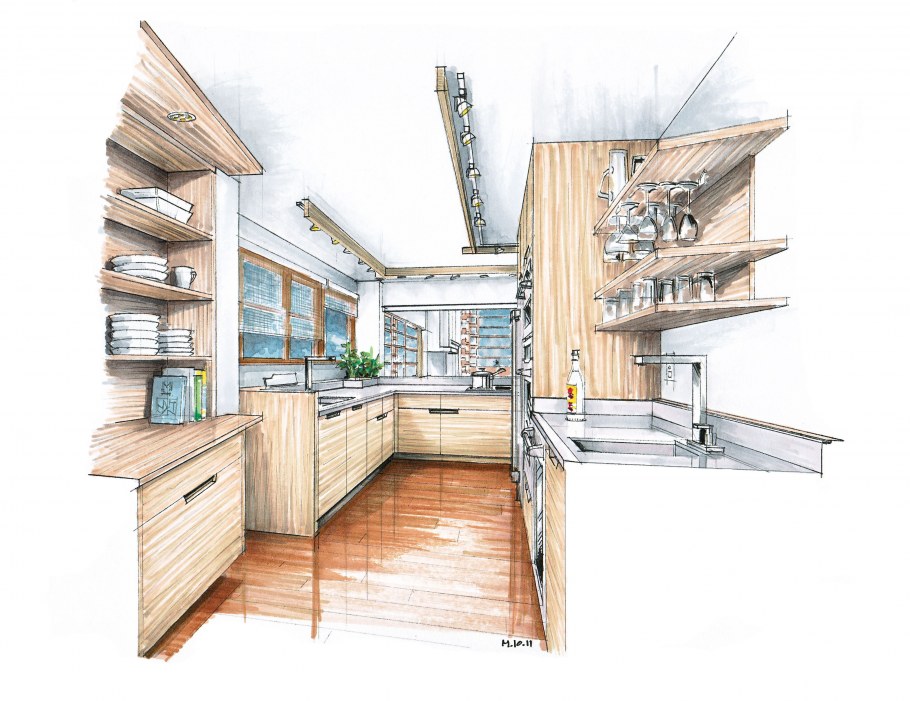 Интерьерные скетчи кухни