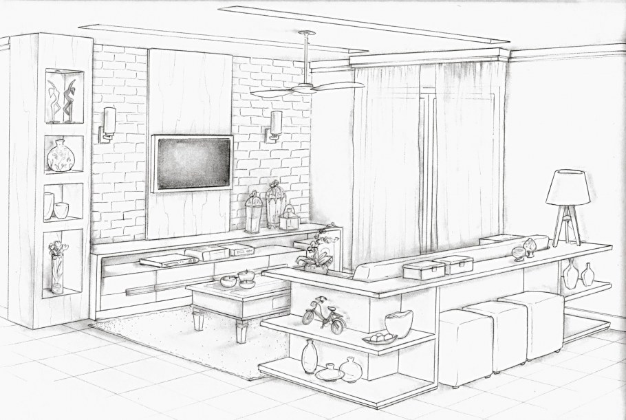 Интерьер карандашом