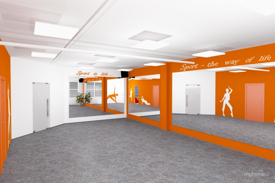 Тренажерный зал проект интерьер остекление