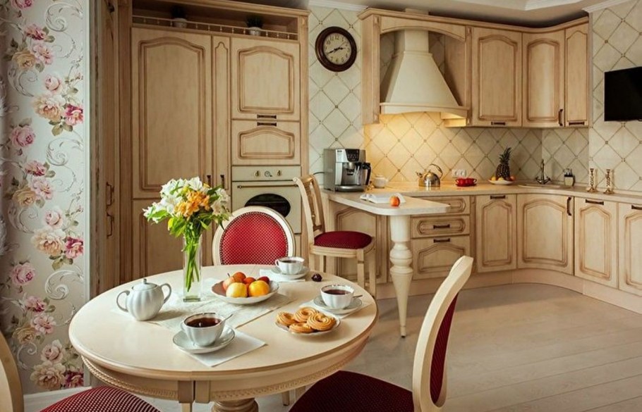 Интерьер угловой кухни в стиле Прованс