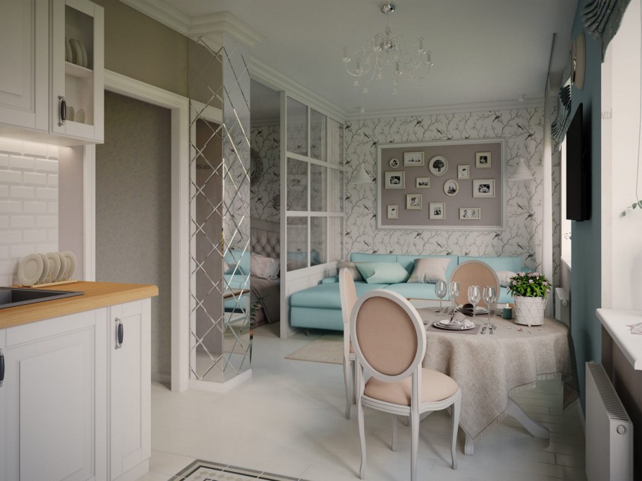Пастельные цвета в интерьере кухни