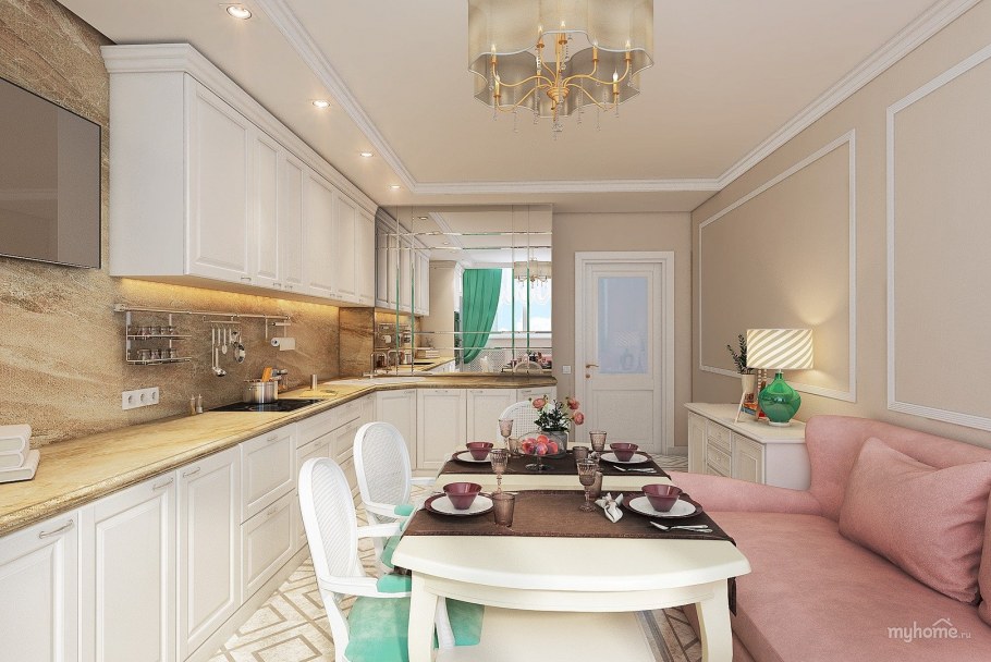 Бежевые кухни