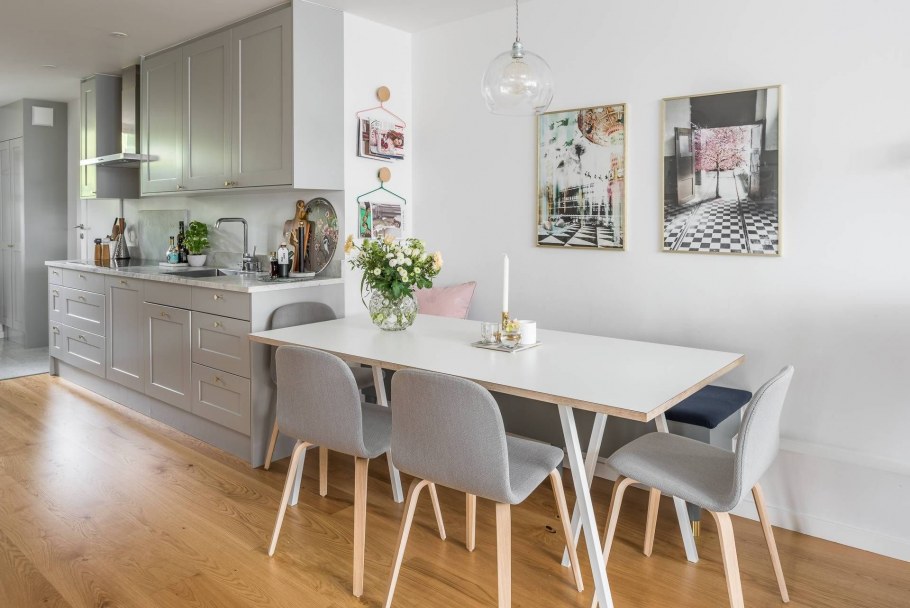 Скандинавская гостиная в пастельных тонах