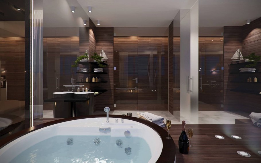 Ванная комната с джакузи и душевой