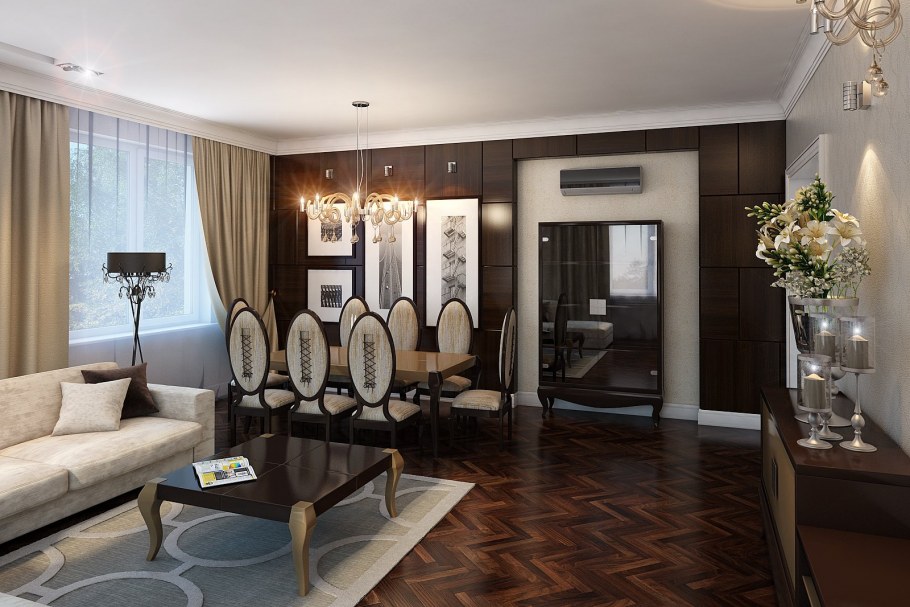 Гостиная ар деко коричневая