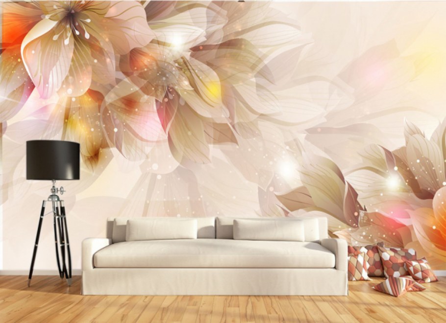 Фотообои в гостиную цветы