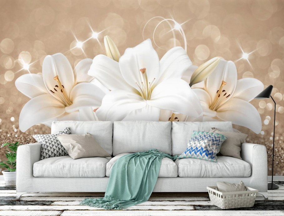 Фотообои лилии в пространстве