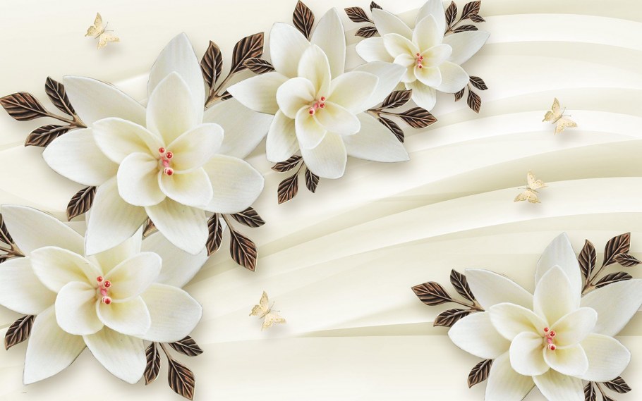 Фотообои стена и цветы