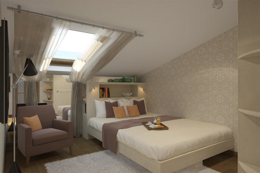 Отделка потолка мансардного этажа