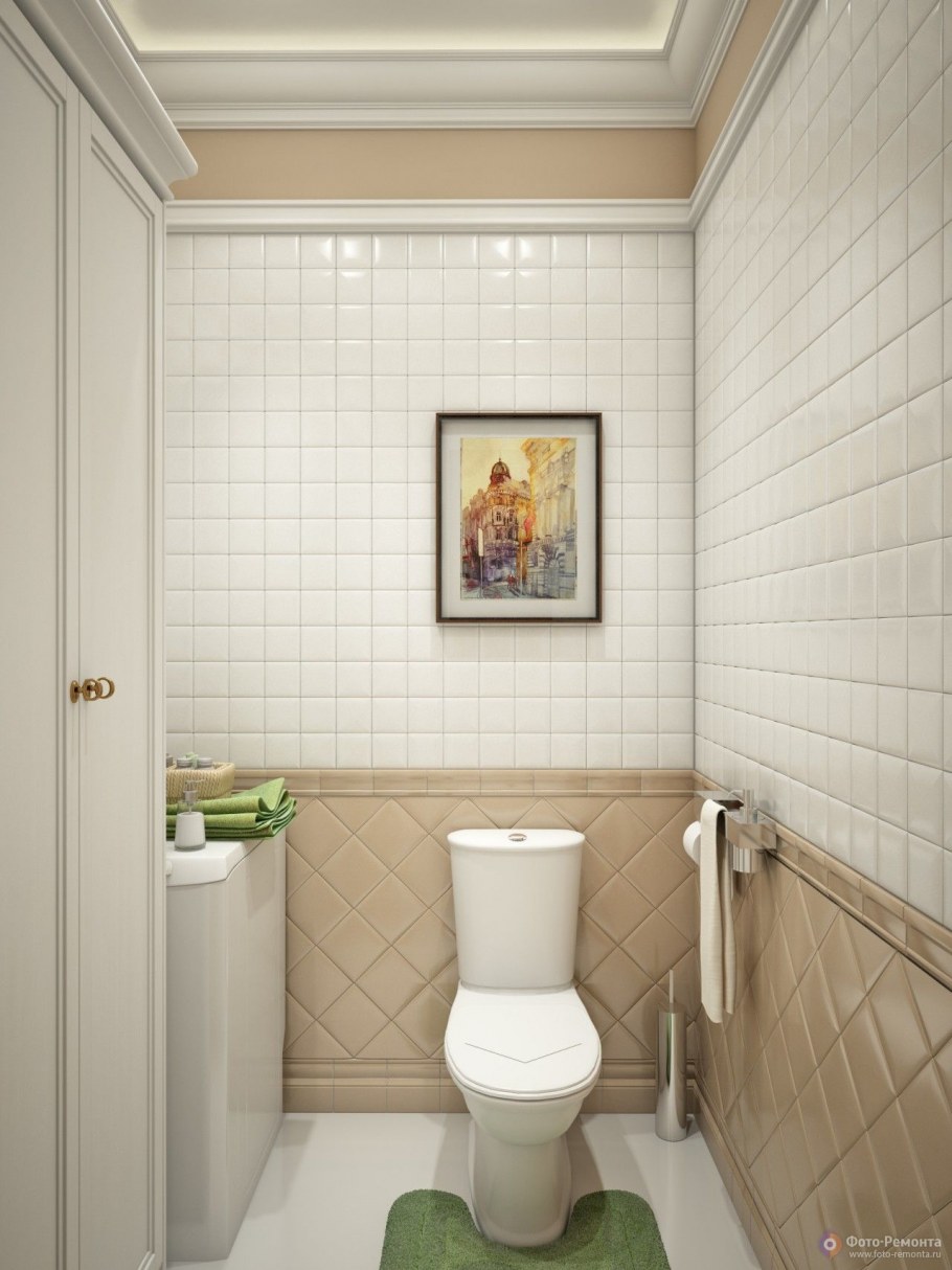 Плитка в маленьком туалете