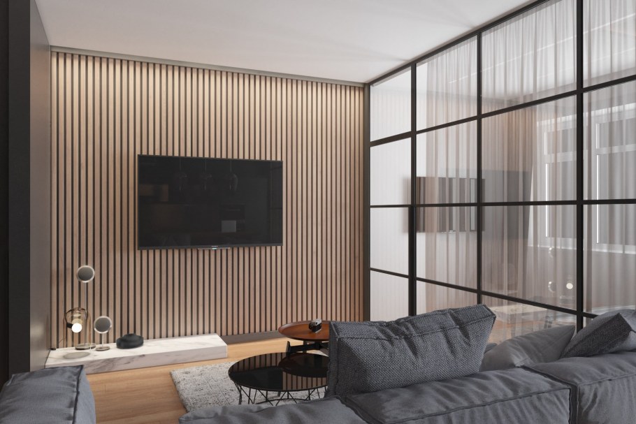 Деревянные планки в интерьере