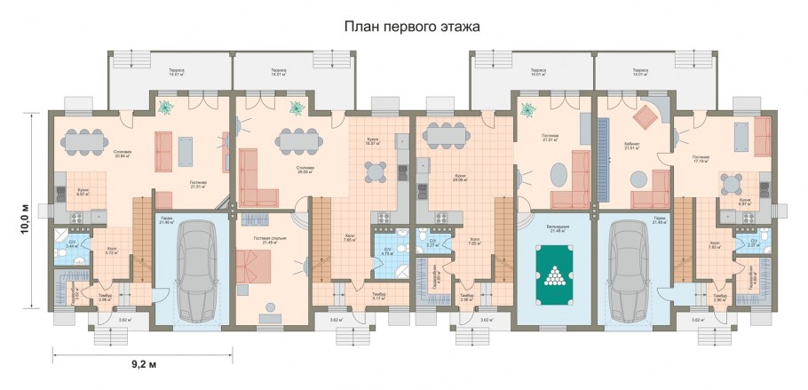 Планировка таунхауса площадью 120 метров