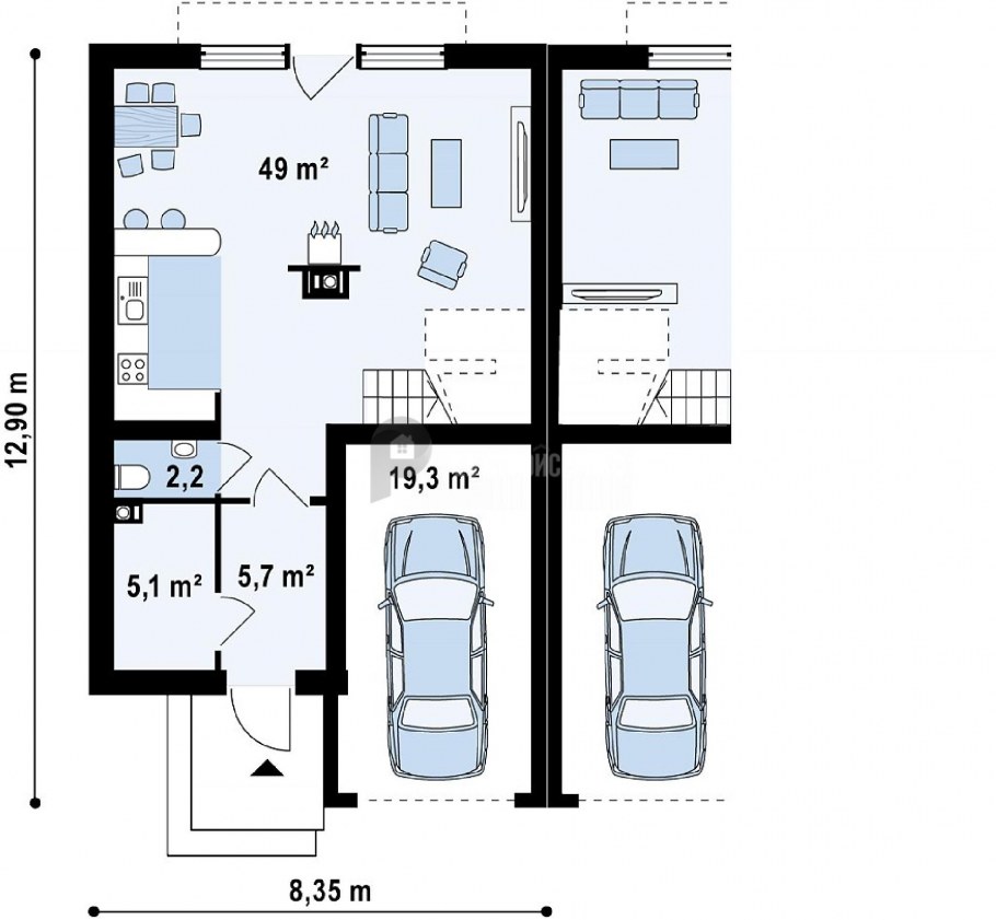 Проект таунхауса с гаражом
