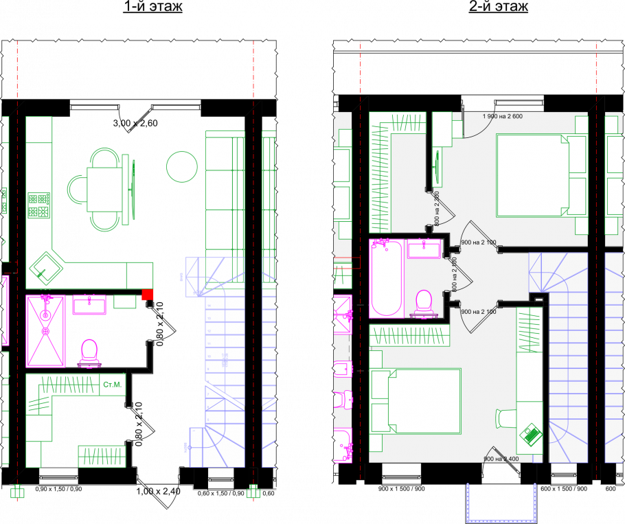 Планировка таунхаусов 90 квадратов