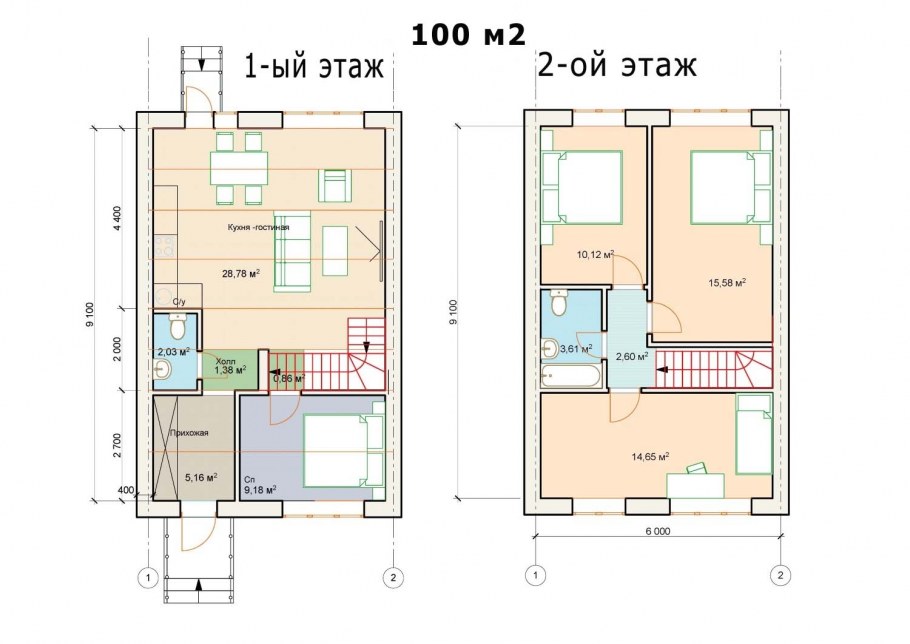 Планировки дуплексов 100 м2