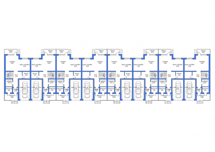 План таунхауса с гаражом