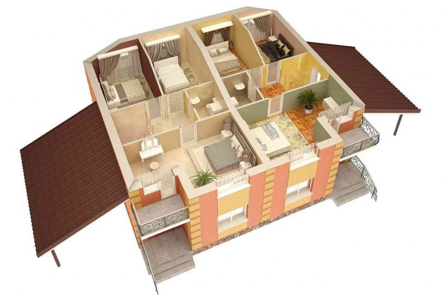 Планировка таунхауса площадью 80 метров