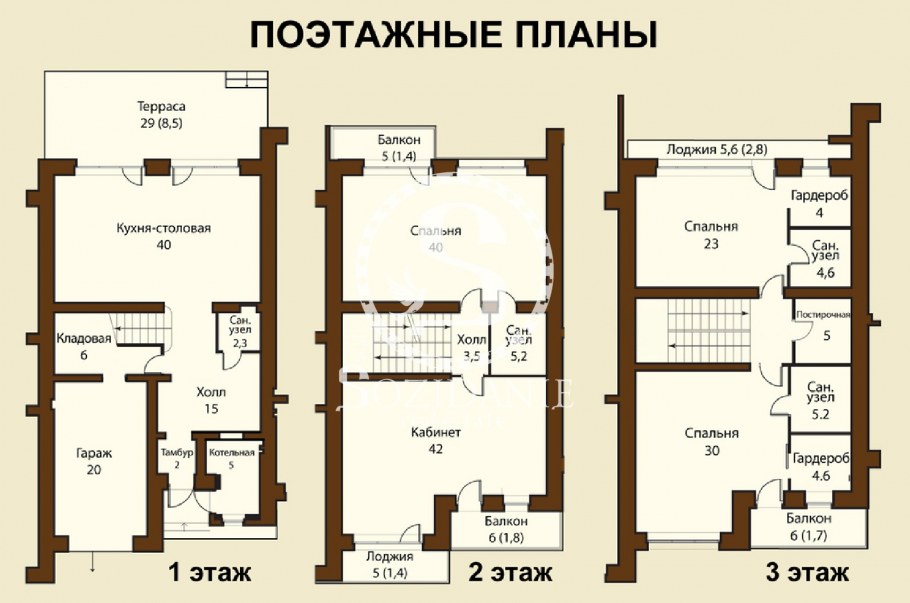 Планировки таунхаусов в белом городе