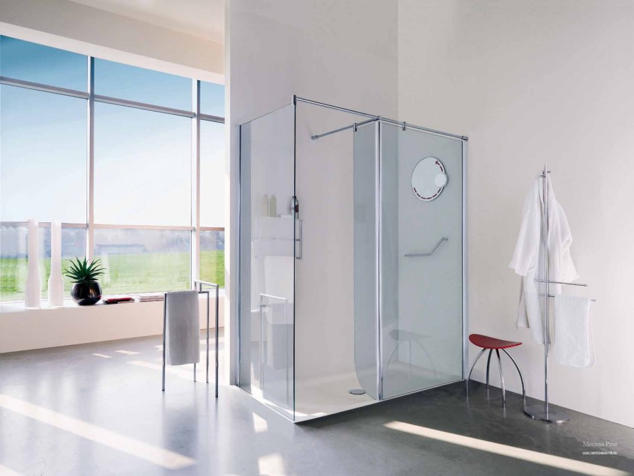 Душ с перегородкой из плитки