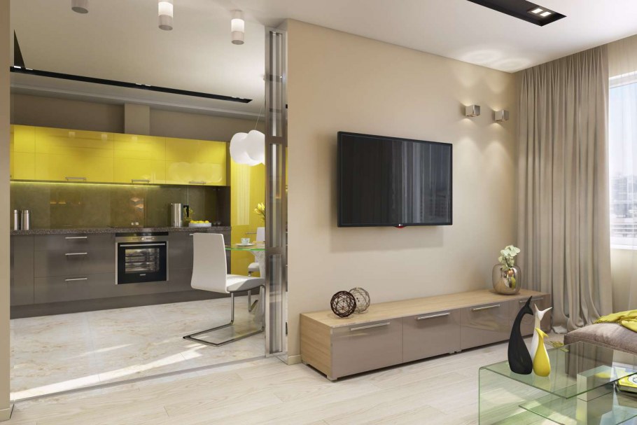 Интерьер двухкомнатной студии