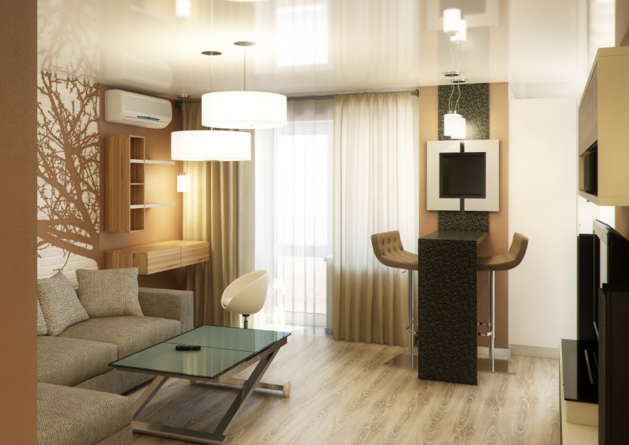 Интерьер двухкомнатной студии