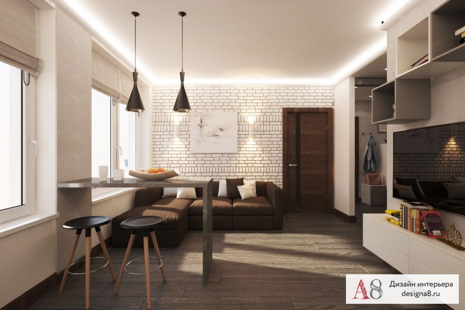 Проект двухкомнатной квартиры студии