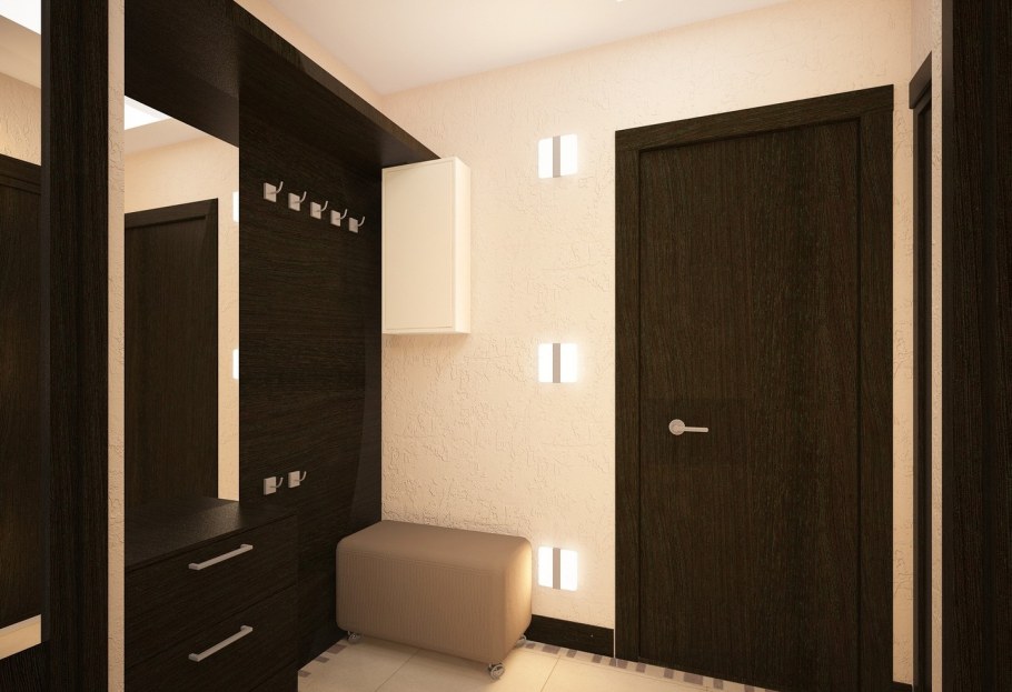 Прихожая с темными дверями