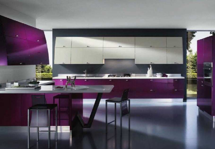 Кухонный гарнитур лавандового цвета