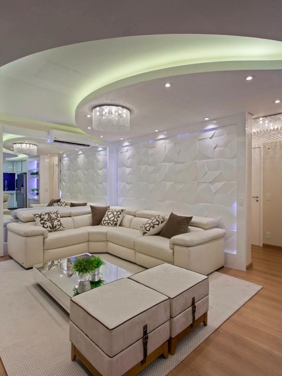 Гипсовые потолки в гостиной