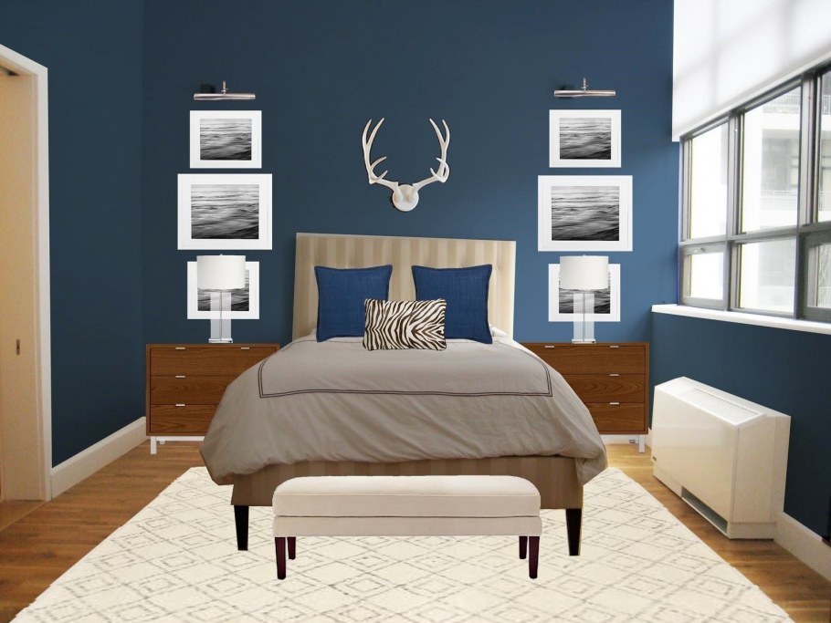 Мебель в спальню в синем цвете