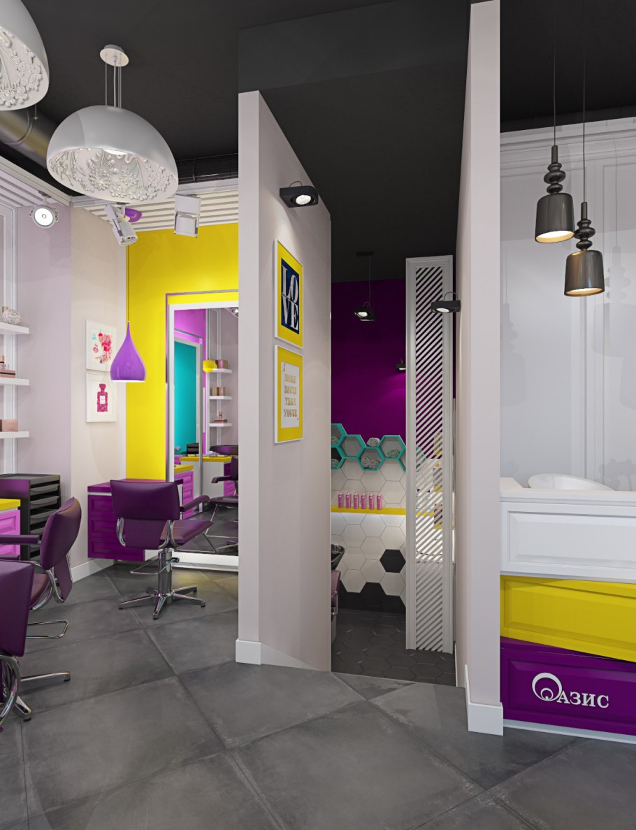 Необычный интерьер салона красоты