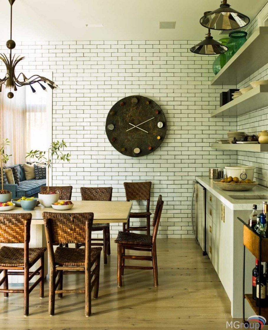 Кирпич в интерьере кухни