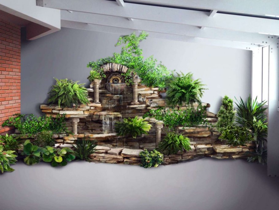 Декоративный водопад на стене