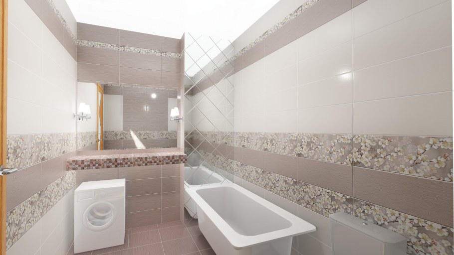 Плитка для ванной гламур мозаика голубая