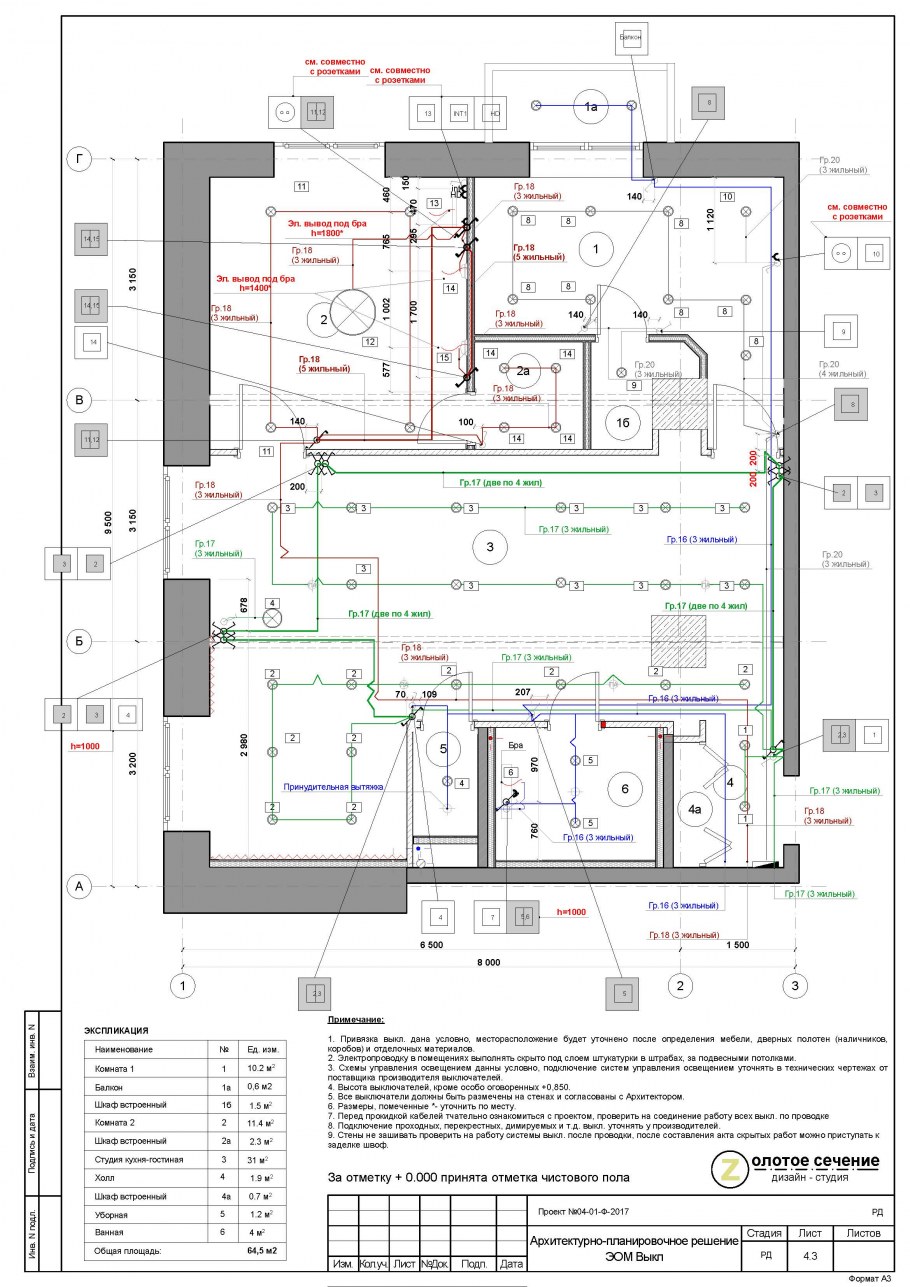 Вывод под светильник настенный
