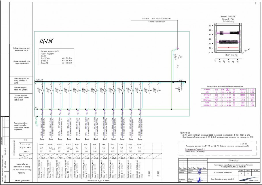 Исполнительная схема сетей электроснабжения и электроосвещения