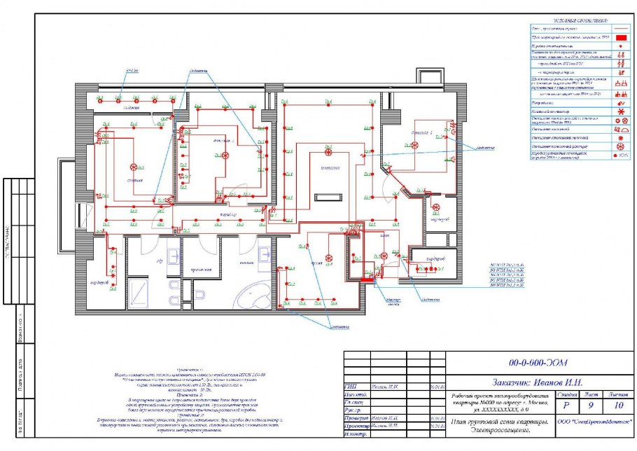 Схема электропроводки освещения в офисных помещениях