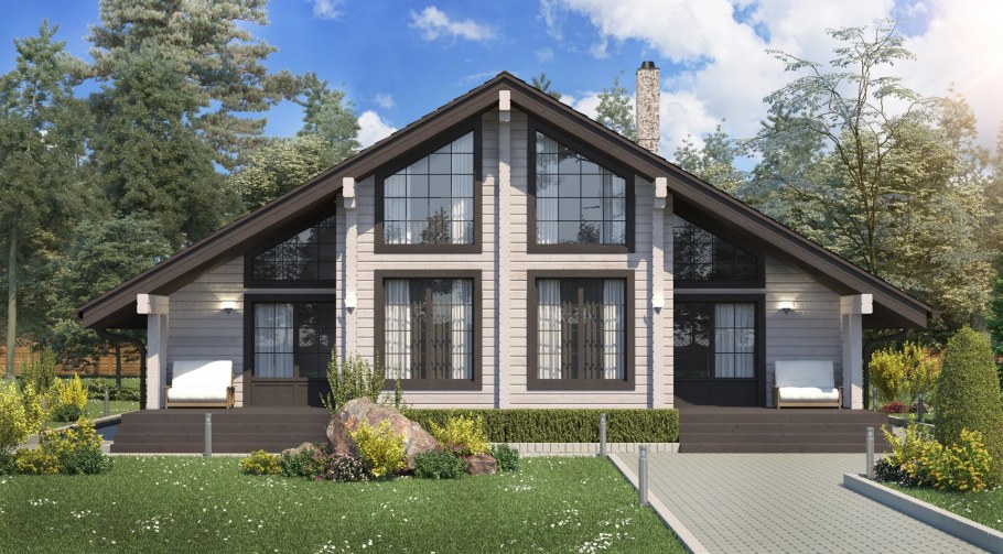 Мансардный дом с панорамными окнами