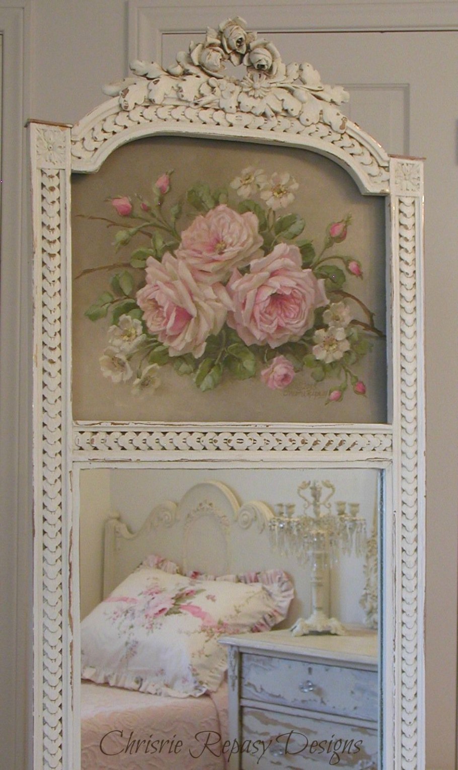 Декор советского зеркала в стиле шебби Шик