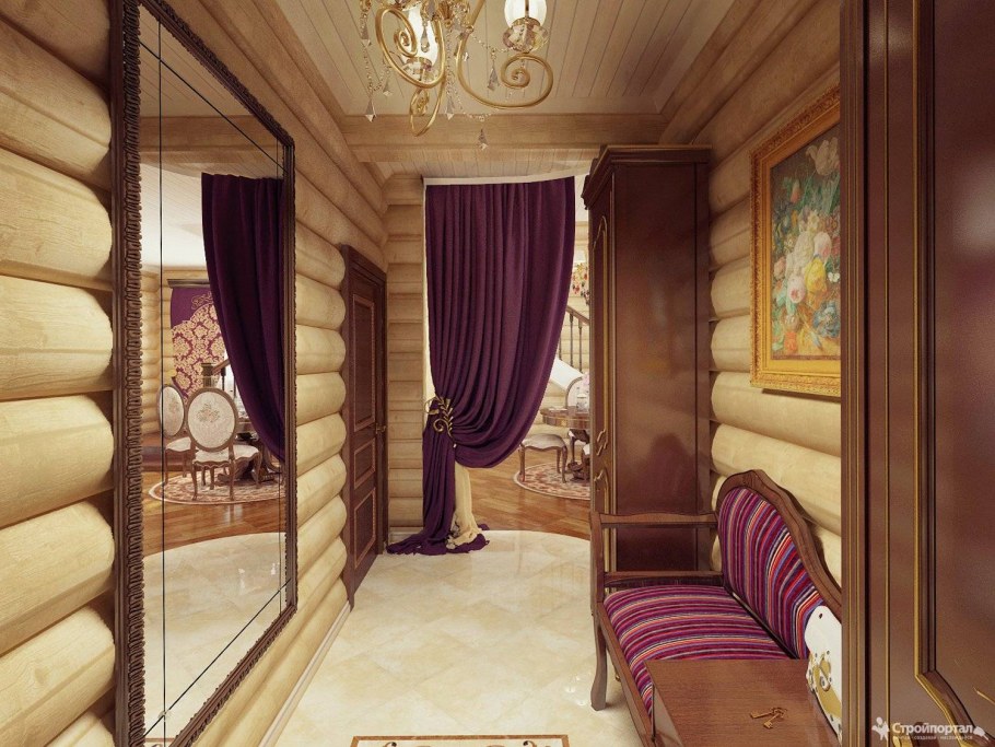 Шторы в срубовом доме